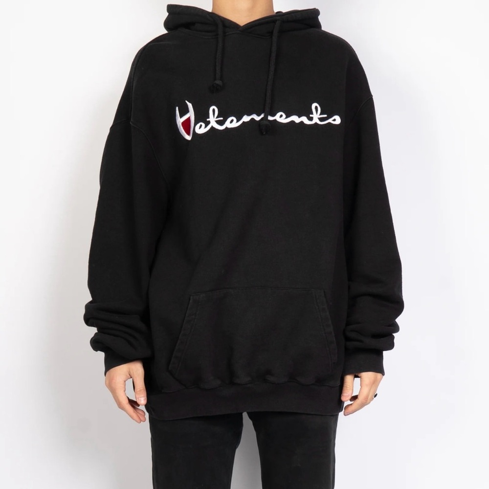 Vetements x Champion 2017 Black Hooded Sweatshirt